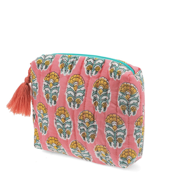 Daksha Small Pink Floral Makeup Bag