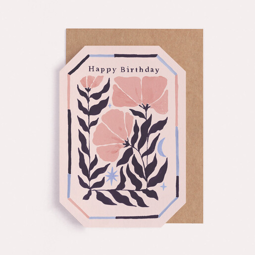 floral card with brown envelope