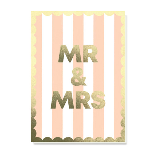 pink and white stripe wedding card