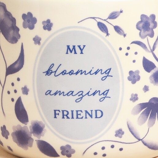 A Close Up of My Blooming Amazing Friend Print on the Front of the Mug