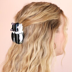 Large Black and White Cat Hair Clip
