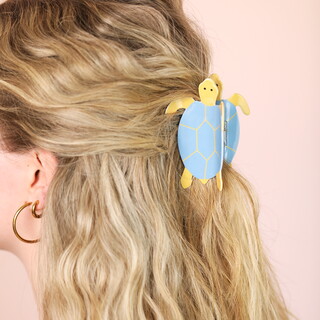 Large Blue Turtle Hair Clip