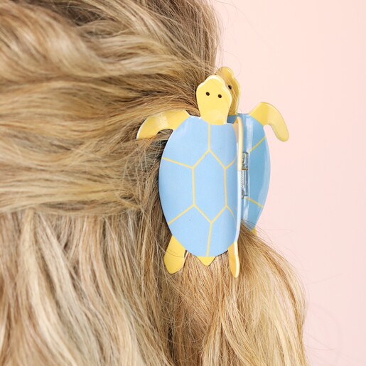 Large Blue Turtle Hair Clip