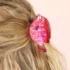 A Fish-Shaped Pink Resin Hair Clip with Spot and Stripe Details