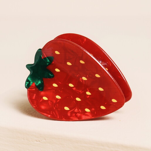 resin strawberry hair clip in red