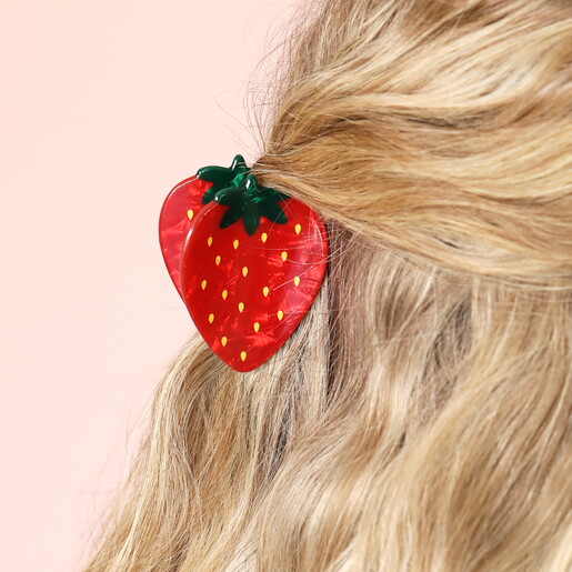 resin strawberry hair clip in red