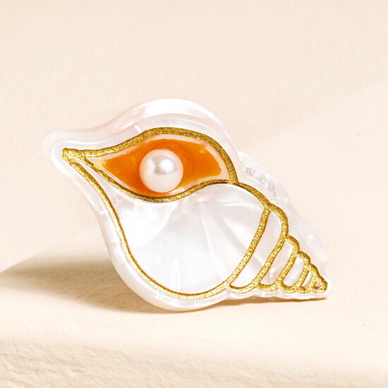 White Resin Mini Shell Hair Clip