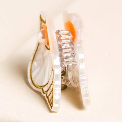 claw of mini resin shell hair clip in white
