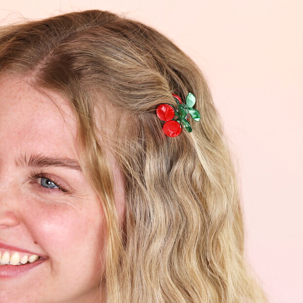 Mini Red Cherry Hair Clip