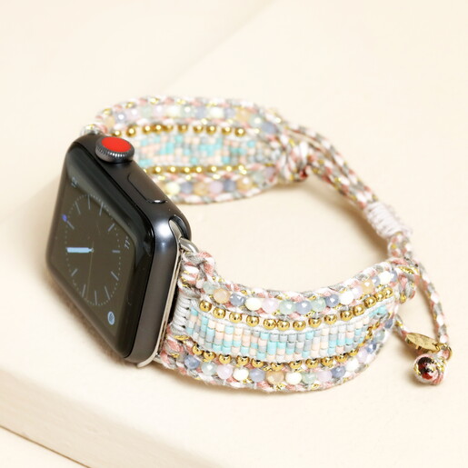 Pink Beaded Apple Watch Strap