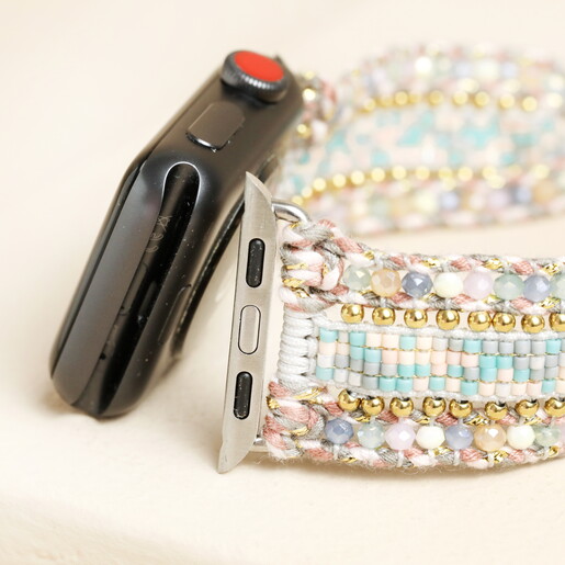 Pink Beaded Apple Watch Strap