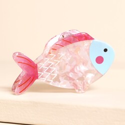 Large Pink and Blue Fish Hair Clip
