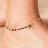 Stainless Steel Split Layer Black Beaded Ankle