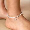 Model Wearing Blue Beaded Anklet
