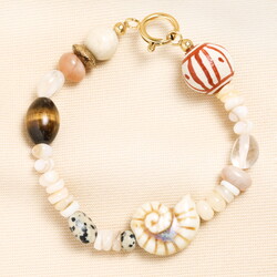 Semi Precious Coastal Beaded Bracelet in Gold