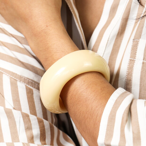 Enamel Chunky Cream Bangle Bracelet
