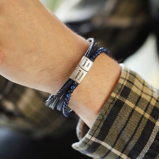 close up of the personalised clasp with blackened engraving