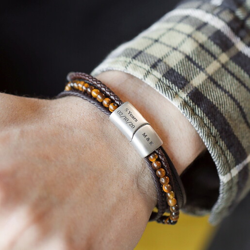 stainless steel bracelet with tigers eye