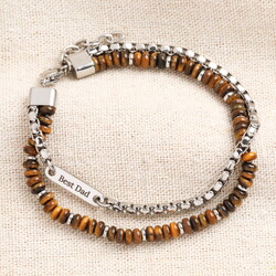 Men's Personalised Stainless Steel Double Layer Beaded Bracelet