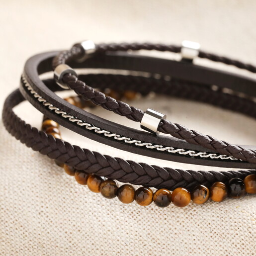 leather layers of personalised bracelet