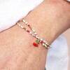 Stainless Steel Multicolour Beaded Double Layer Cherry Charm Bracelet close up on model