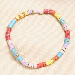 Multicolour Disc Beaded Bracelet in Gold