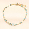 Semi-Precious Beaded Blue Oval Charm Bracelet in Gold