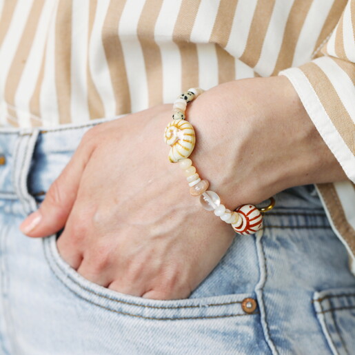 Semi Precious Coastal Beaded Bracelet in Gold