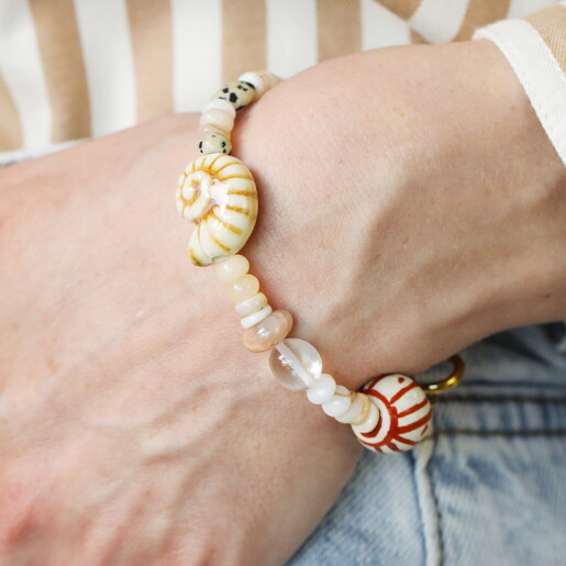 Semi Precious Coastal Beaded Bracelet in Gold