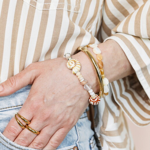 Semi Precious Coastal Beaded Bracelet in Gold