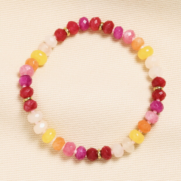 Semi Precious Pink Sunset Beaded Bracelet