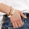 Stainless Steel Chunky Organic Pearl Beaded Bracelet in Gold