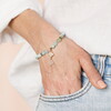 Stainless Steel Flower Charm Green Semi Precious Stone Bracelet in Gold