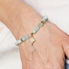 Stainless Steel Flower Charm Green Semi Precious Stone Bracelet in Gold