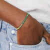 Stainless Steel Green Ombre Semi Precious Stone Beaded Bracelet in Gold