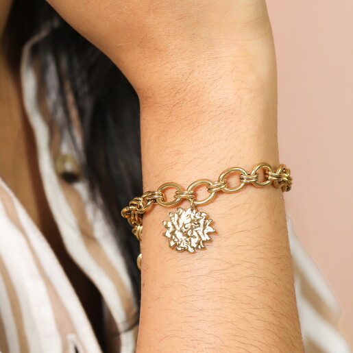 Hammered Sun Charm Bracelet in Gold