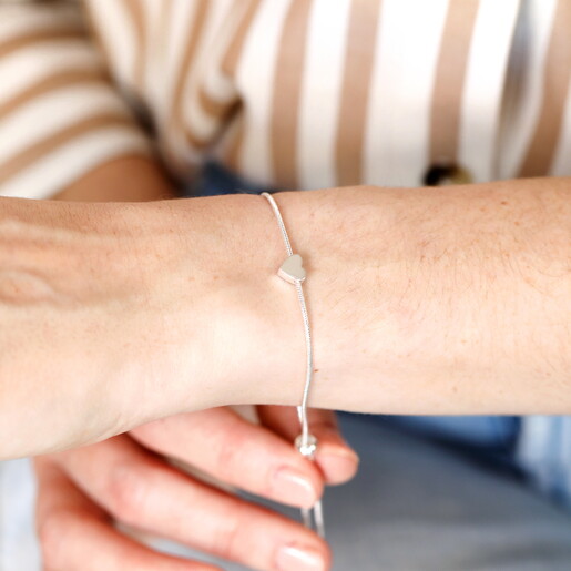 Stainless Steel Heart Adjustable Bracelet in Silver
