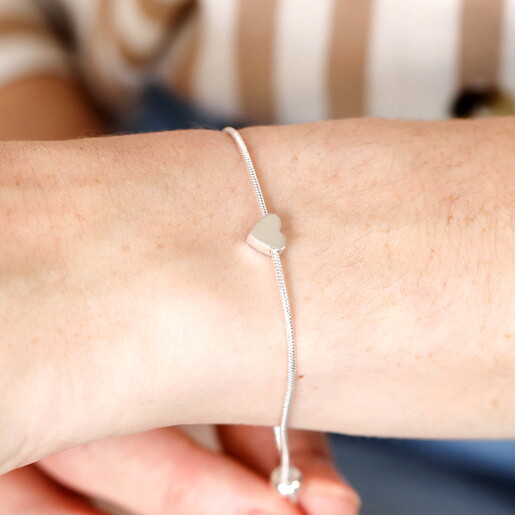 Stainless Steel Heart Adjustable Bracelet in Silver