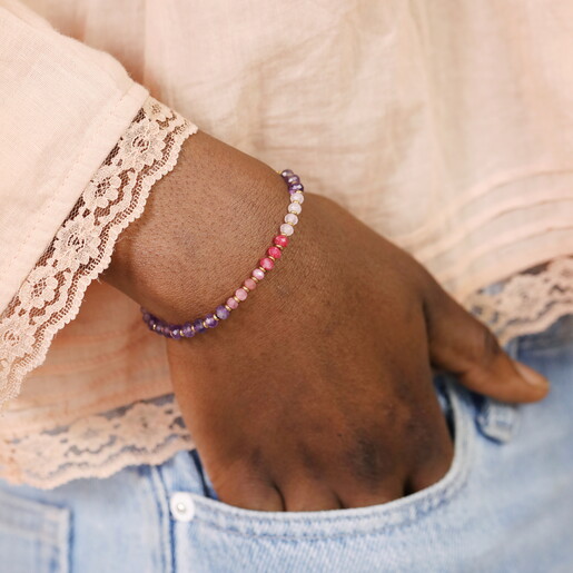 Stainless Steel Multi Semi Precious Stone Beaded Bracelet