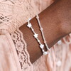 stainless steel beaded bracet in silver