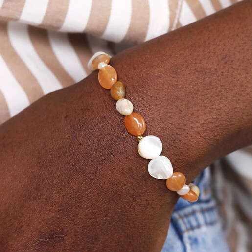 Stainless Steel Semi Precious Neutral Beaded Bracelet in 