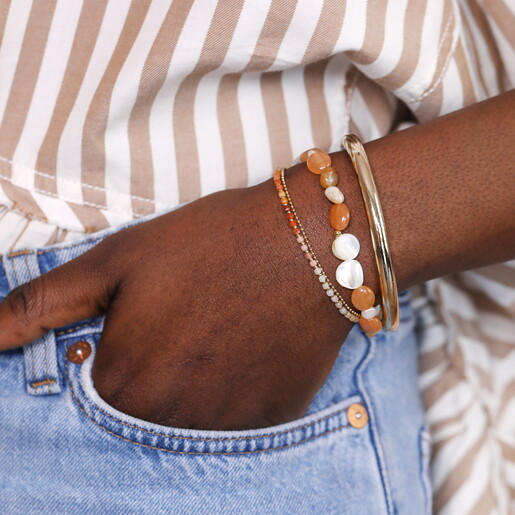 Stainless Steel Semi Precious Neutral Beaded Bracelet in 