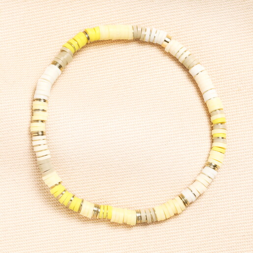 Yellow Disc Beaded Bracelet in Gold