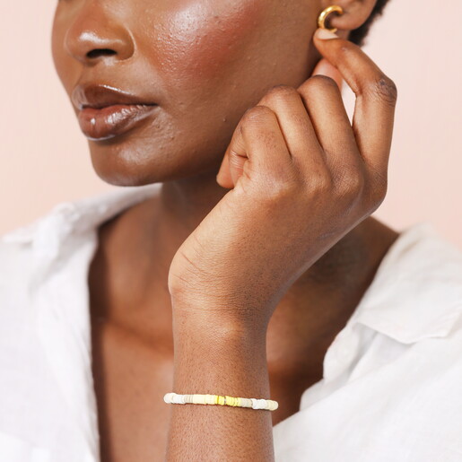 Yellow Disc Beaded Bracelet in Gold