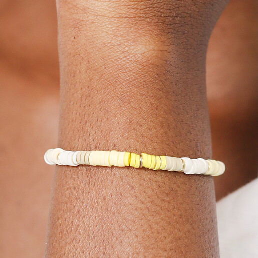 Yellow Disc Beaded Bracelet in Gold