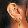 Curated Ear with Crystal Twin Flower Ear Cuff in Gold on Model