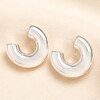 Polished Surface Silver Chunky Hoops with Gold Bullet Push Backs