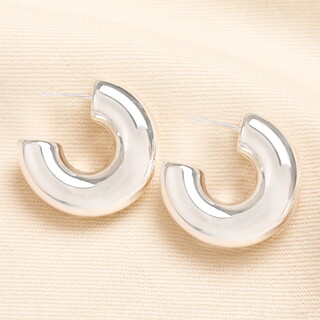 Stainless Steel Chunky Hoop Earrings with Gold Backs