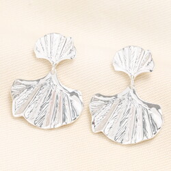 Stainless Steel Ginkgo Drop Earrings