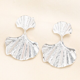 Stainless Steel Ginkgo Drop Earrings